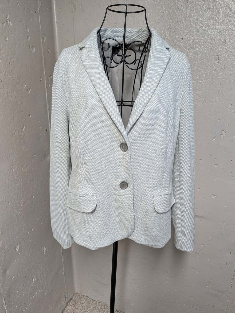 Talbots Textured Cotton Blend Blazer Light Gray
